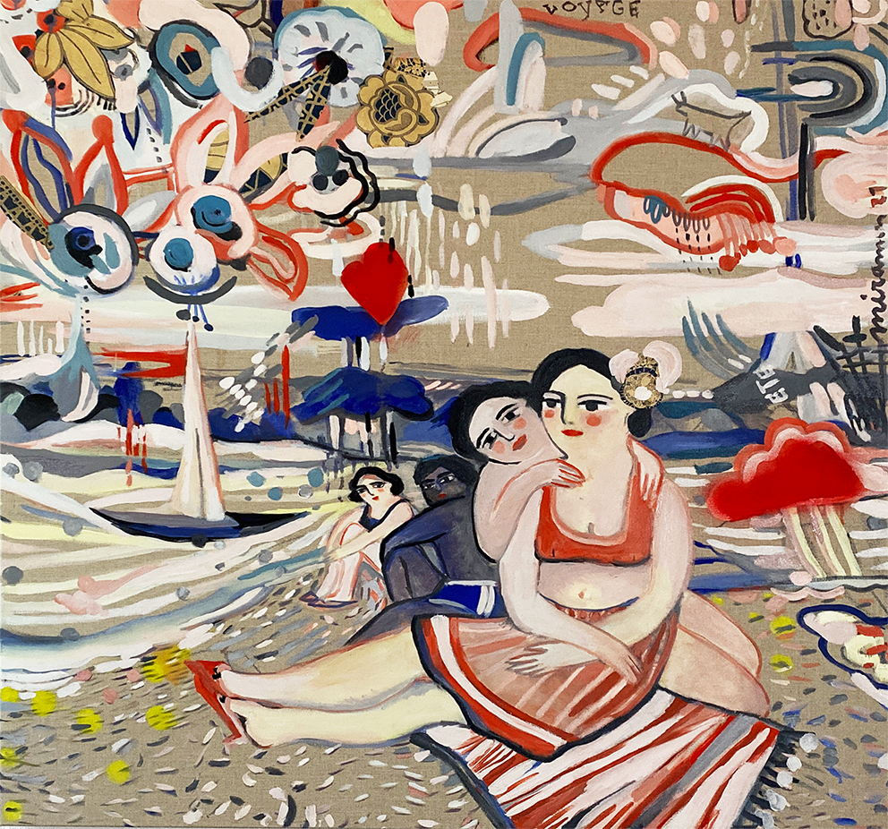 Un été au bord du lac 2021 Huile sur toile 100 x 100 cm  Alice DE MIRAMON.jpg