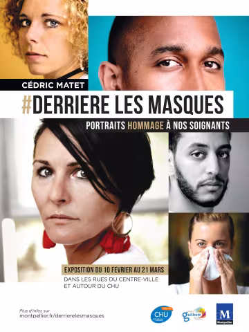 L'exposition Derrière les masques - Portrait de soignants, à retrouver du 10 février au 21 mars 2021 dans les rues du centre-ville et autour du CHU