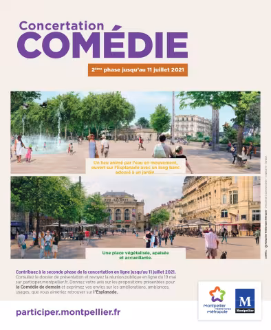 des travaux préparatoires à la végétalisation de la place de la Comédie