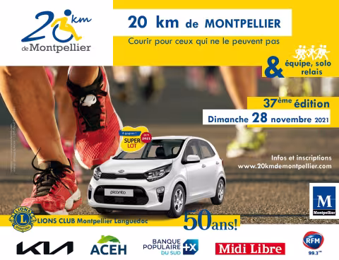 LA VILLE DE MONTPELLIER PARTENAIRE DE LA COURSE DES 20 KM DU LIONS CLUB MONTPELLIER LANGUEDOC