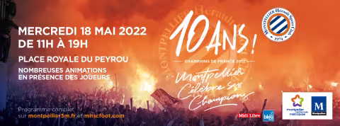 10 ans du titre ! Une journée anniversaire organisée le 18 mai, place royale du Peyrou à Montpellier
