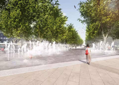 « A la jonction de la Comédie et de l’Esplanade, prendra place une nouvelle « porte d’eau » spectaculaire et rafraîchissante que prolongera une « ligne d'eau » en direction du Musée Fabre. »