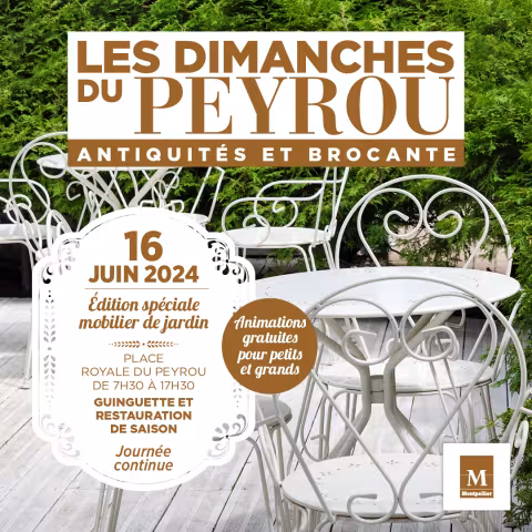 Dimanche 16 juin, les Dimanches du Peyrou organisent une journée continue spéciale "Mobilier de jardin", de 7h30 à 17h30