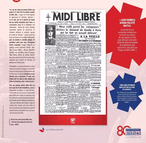 EXPOSITION DU 80e ANNIVERSAIRE DE LA LIBÉRATION DE MONTPELLIER DU 9 AU 29 SEPTEMBRE 2024 - PARVIS DE L'HÔTEL DE VILLE