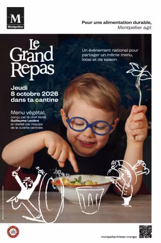 Première participation de la Ville de Montpellier au "Grand Repas", le jeudi 8 octobre dans tous les restaurants scolaires de Montpellier